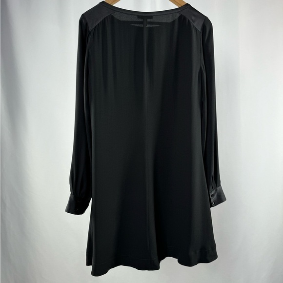 Eileen Fisher Long Sleeve Silk Bateau Neck Tunic Dress in Black Size Extra Small - Picture 9 of 12